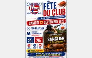 Fete du club le 12 septembre 2026